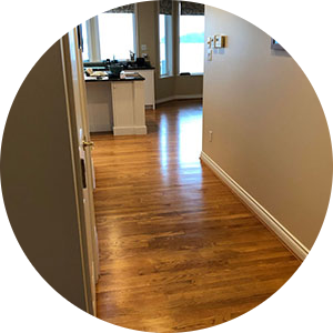 Polished wooden floors in a bright, modern home.